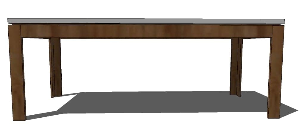 Modern table built from a flush hollow-core door with a floating gap under the top