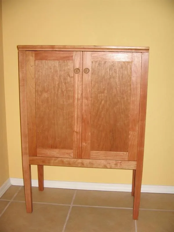 Contemporary Cherry Liquor Cabinet — step photo 20
