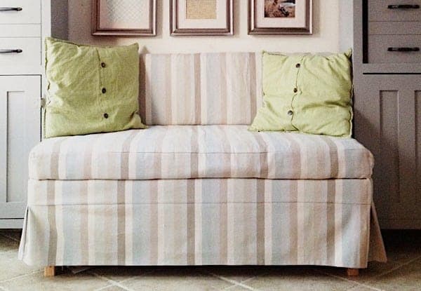 2x4 upholstered banquette bench with backrest cushion