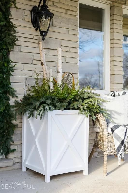 Two Large Outdoor Farmhouse X-Style Planters