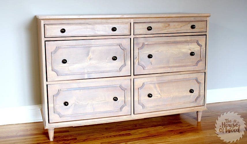 Emily dresser with six drawers and scroll-sawn drawer face moulding