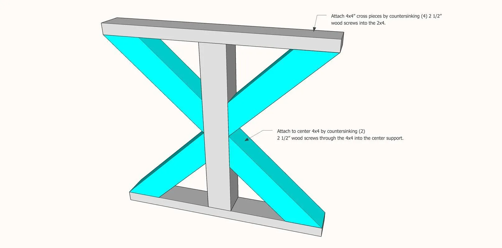 Farmhouse X Base Table — step photo 4